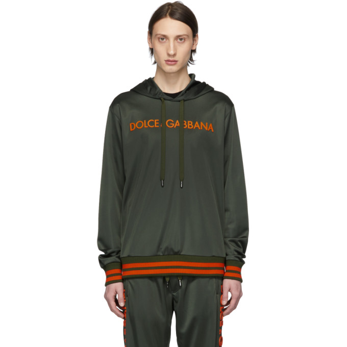 DOLCE & GABBANA DOLCE AND GABBANA GREY AND ORANGE LOGO HOODIE