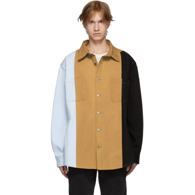 424 Jackets 424 TAN CANVAS AND DENIM JACKET