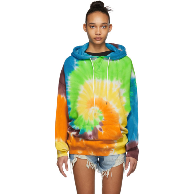 R13 R13 MULTICOLOR TIE-DYE RAINBOW HOODIE