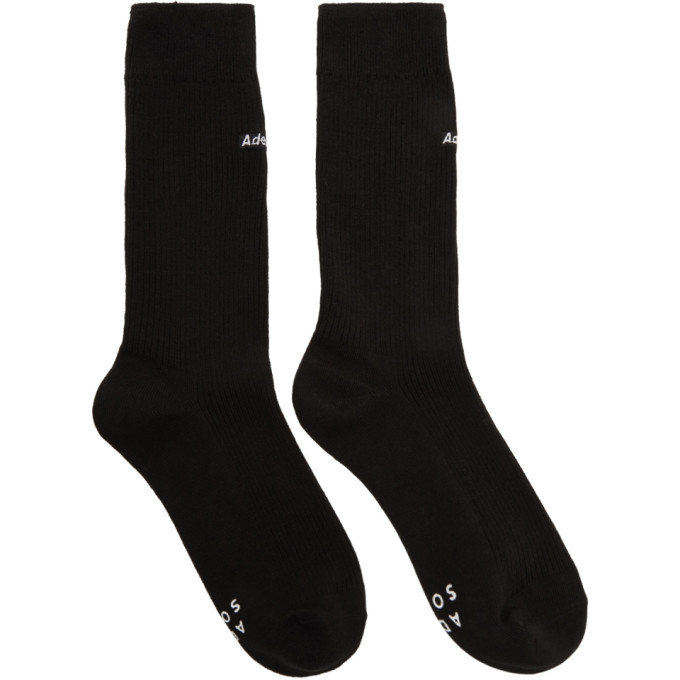 ADER error Black Embroidered Logo Socks 191039M22000601