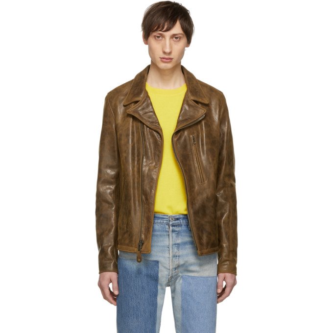 Schott Brown Leather Express Motorcycle Jacket 191073m18100402