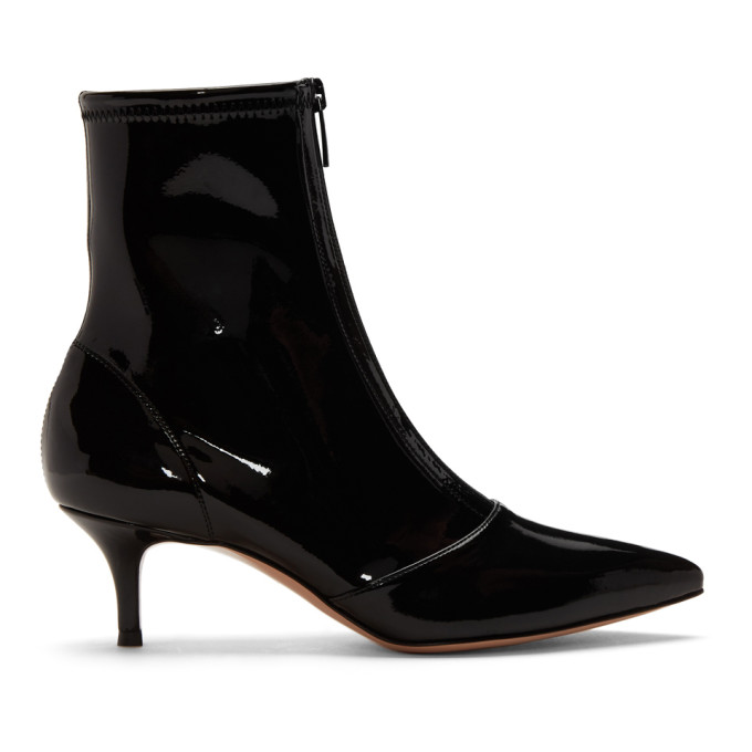 Gianvito Rossi Black Vinyl Zipper Boots