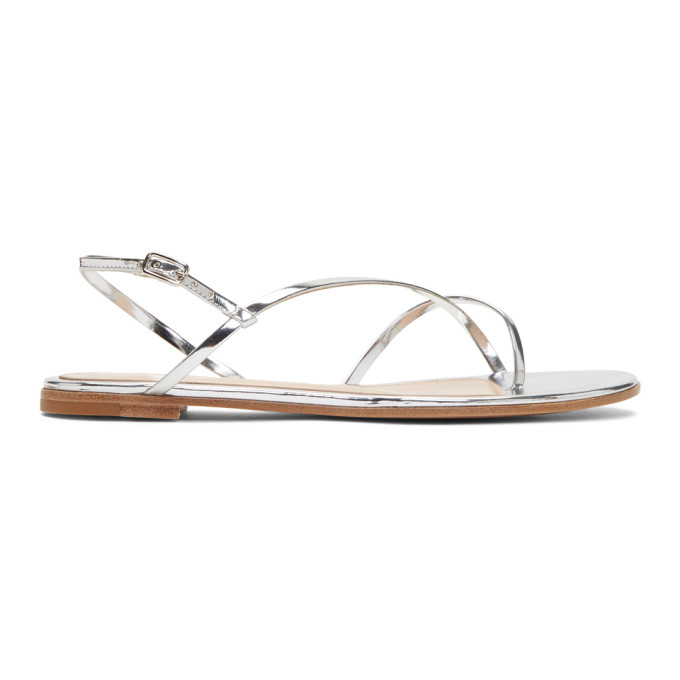 GIANVITO ROSSI GIANVITO ROSSI SILVER STRAPPY FLAT SANDALS