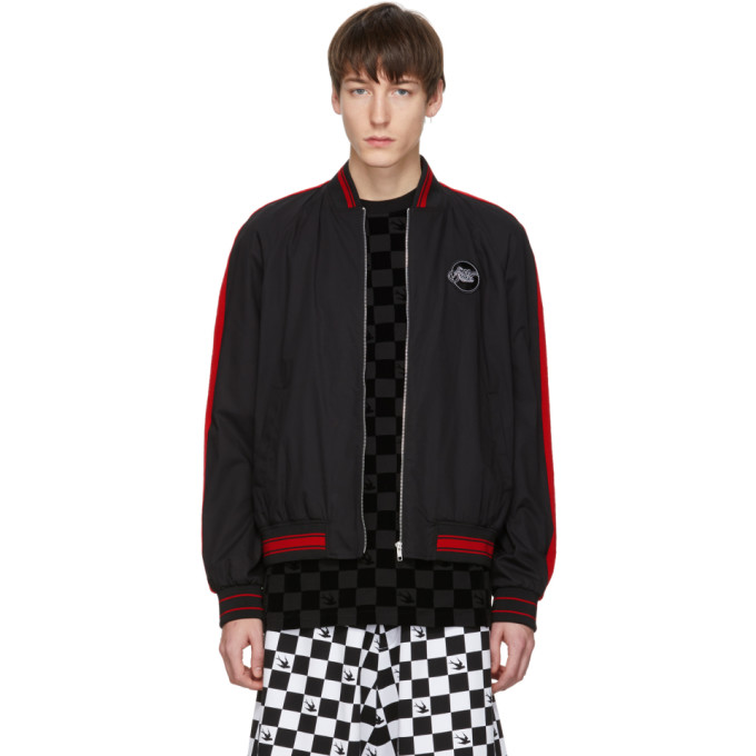 MCQ BY ALEXANDER MCQUEEN MCQ ALEXANDER MCQUEEN BLACK RACING SOFT MA-1 BOMBER JACKET