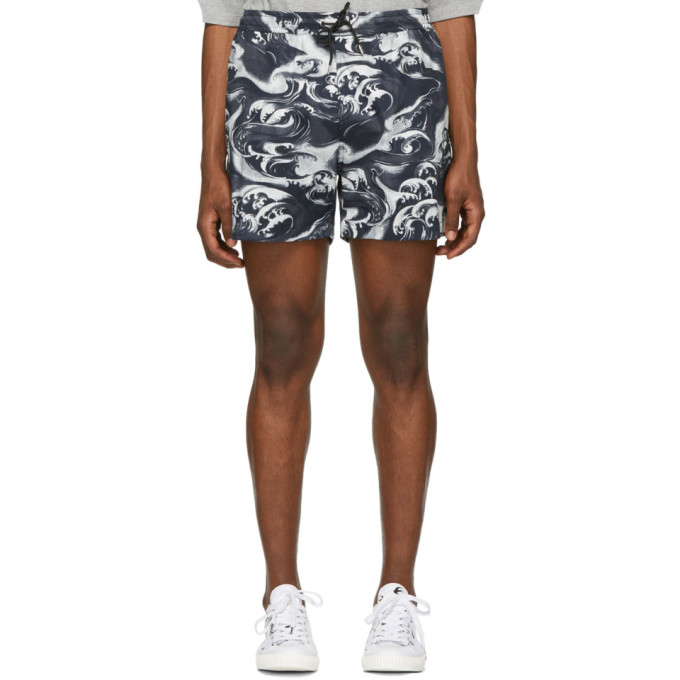 Mcq By Alexander Mcqueen Shorts MCQ ALEXANDER MCQUEEN NAVY AND WHITE HOLIDAY SHORTS