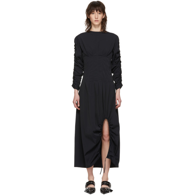 Markoo SSENSE Exclusive Black Ruched Slit Dress