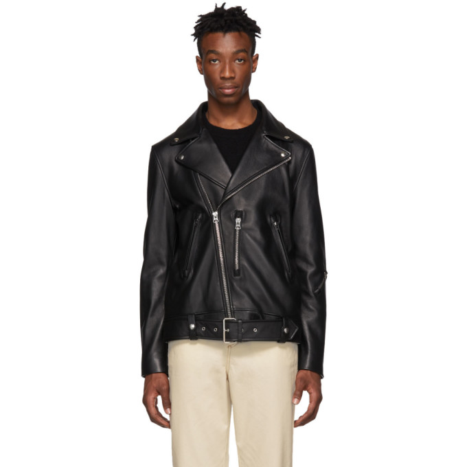 Acne Studios Nate Clean Leather Oversized Moto Jacket In Black Acne Studios Nate Clean Leather Oversized Moto Jacket In Black