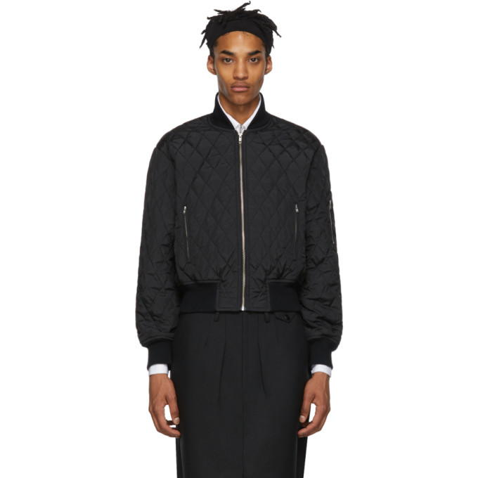 Random Identities Black Quilted Bomber Jacket