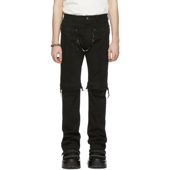 SANKUANZ SANKUANZ BLACK RIPPED ZIPPER JEANS