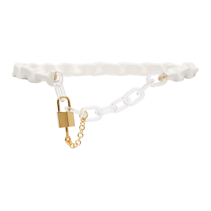 MM6 Maison Margiela White & Gold Chain Belt