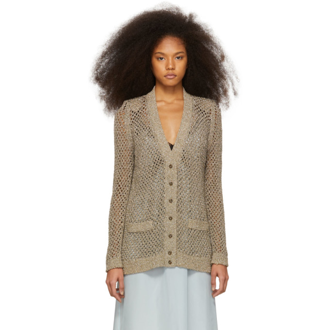 MARC JACOBS MARC JACOBS GOLD OPEN KNIT CARDIGAN