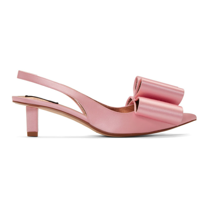 MARC JACOBS MARC JACOBS PINK SATIN BOW SLINGBACK HEELS