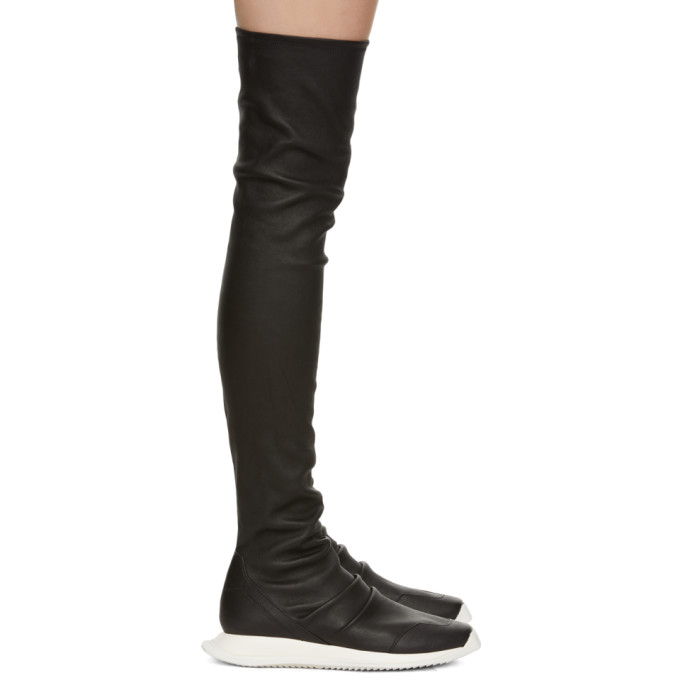 Rick Owens Black Oblique Runner Stocking Boots