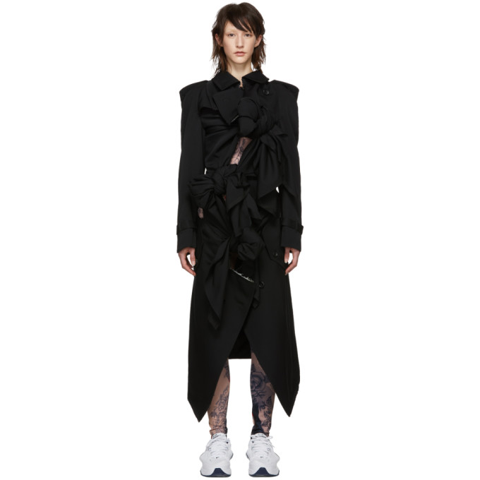 Comme des Garcons Black Multiple Self Tie Bow Trench Coat 191245F06700101