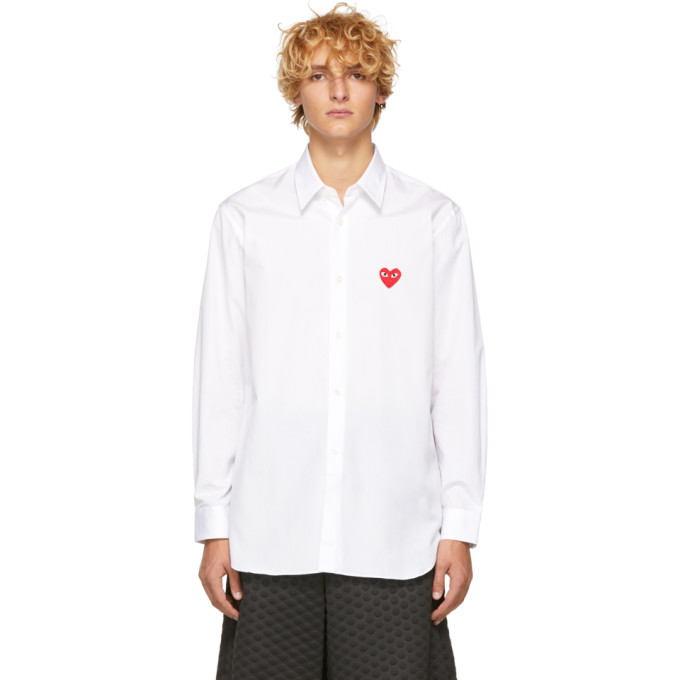 Comme des Garcons Play White Heart Patch Shirt