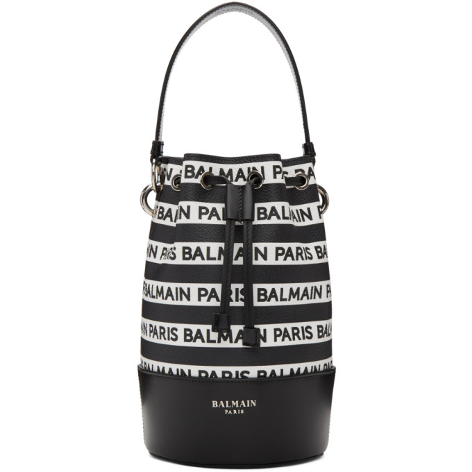 Balmain Black Small Logo Bucket Bag