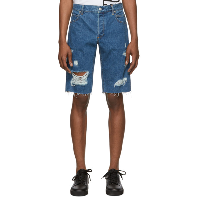 BALMAIN BALMAIN BLUE DENIM COIN SHORTS