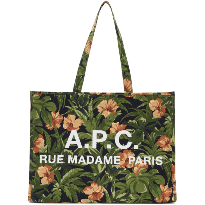 A.P.C. Green Hawaiian Mah� Shopping Tote