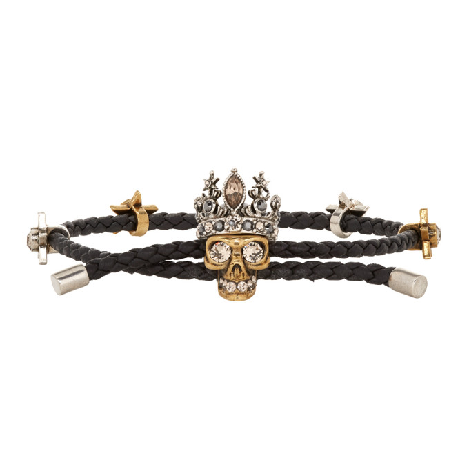 ALEXANDER MCQUEEN ALEXANDER MCQUEEN BLACK QUEEN FRIENDSHIP BRACELET