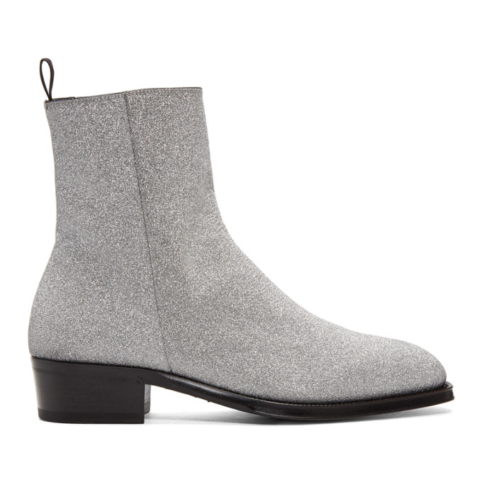 Alexander McQueen Silver Western Boots 