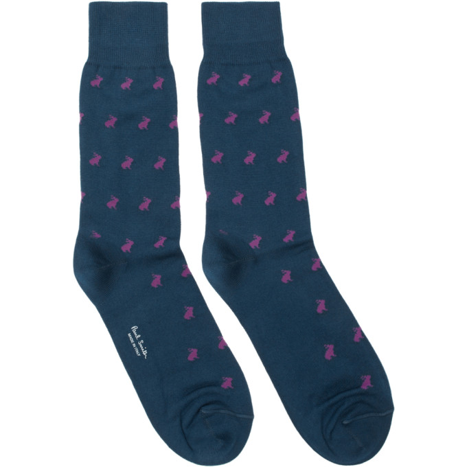 Paul Smith Navy and Purple Little Rabbit Socks 191260M22003501