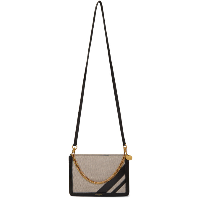 Givenchy Black Canvas Striped Cross 3 Bag