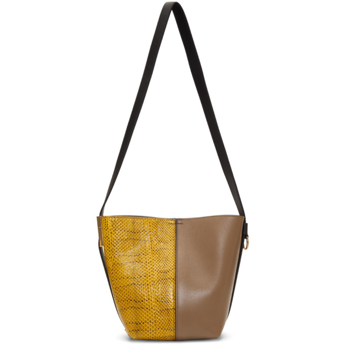 GIVENCHY GIVENCHY YELLOW AND TAN MINI GV BUCKET BAG