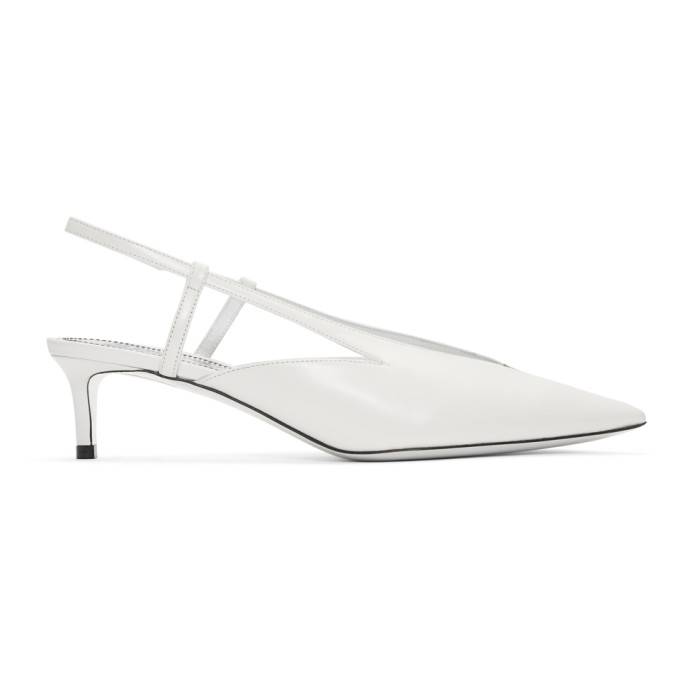 Click to view more detailed imagery on our partner's website Givenchy Metallic Glossed Leather Slingback Pumps In White