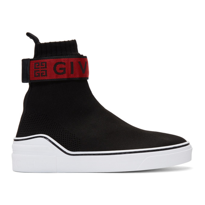 Givenchy Black & Red V Sock Hightop Sneakers ModeSens