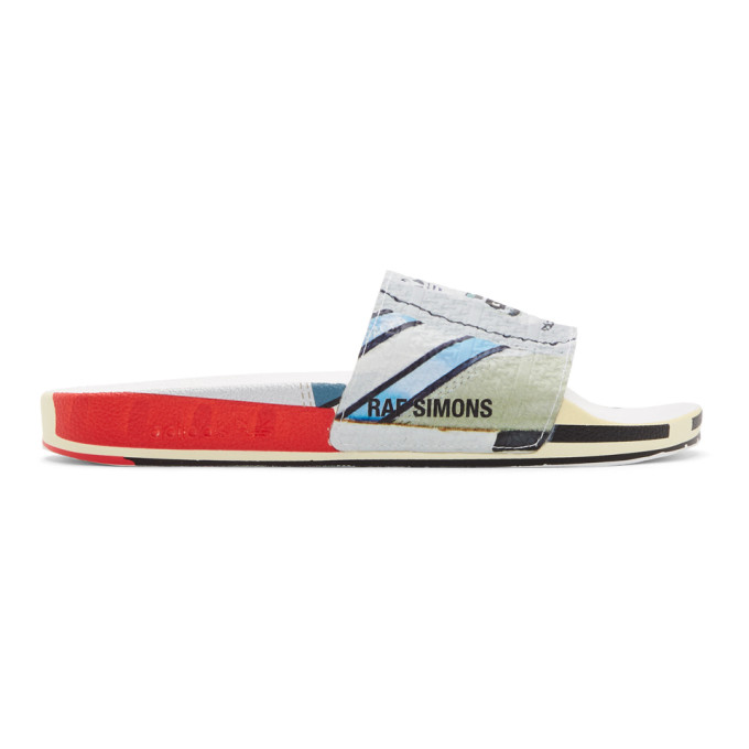 Click to view more detailed imagery on our partner's website Raf Simons + Adidas Originals Adilette Printed Textured-rubber Slides In White