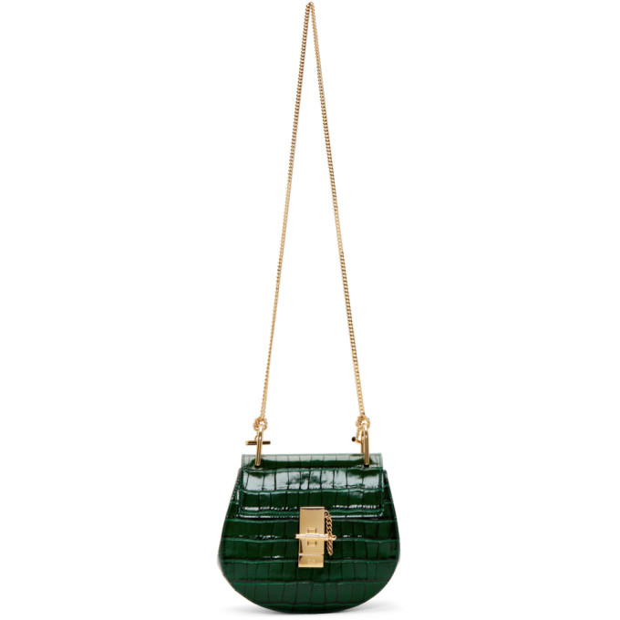 CHLOÉ CHLOE GREEN MINI CROC DREW BAG