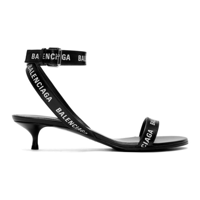 BALENCIAGA BALENCIAGA BLACK LOGO STRAPPY SANDALS