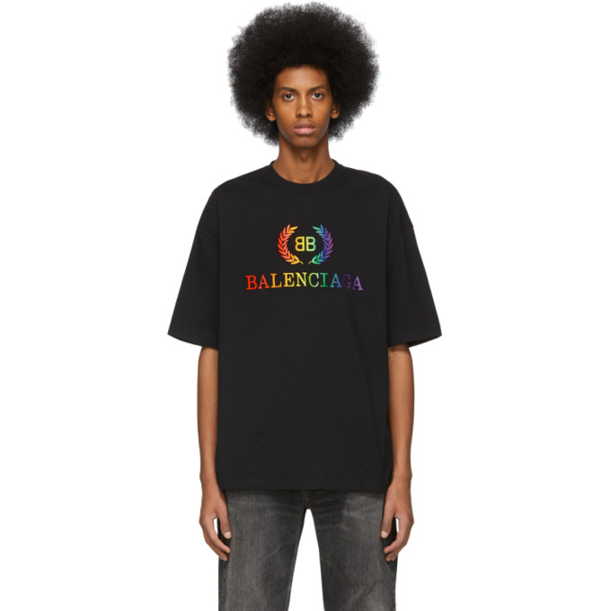 Balenciaga Logo Embroidered Jersey T-shirt In Multicoloured Logo Embroidery | ModeSens