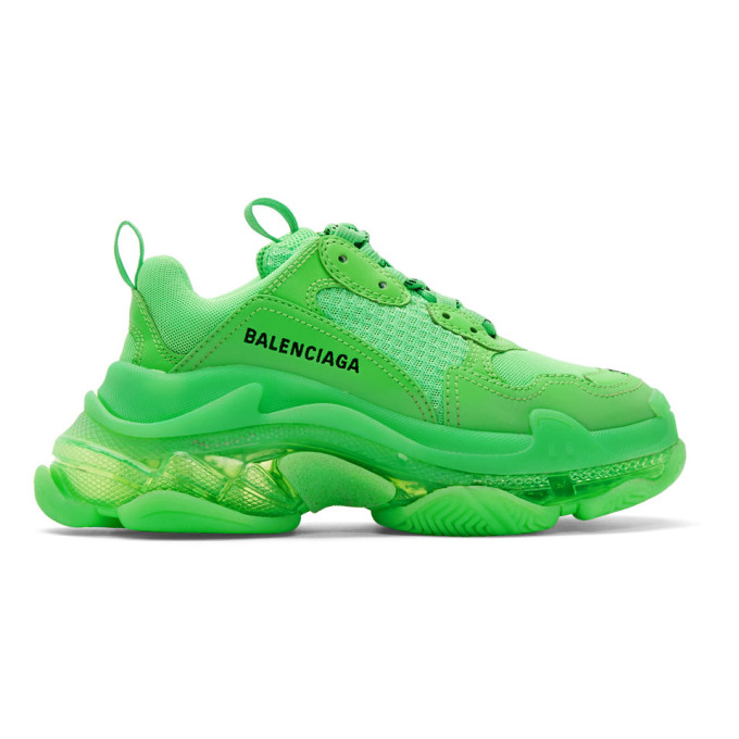 BALENCIAGA Green Triple S Clear Sole Trainers