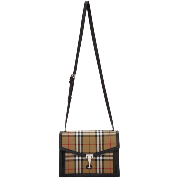 burberry small macken vintage check & leather crossbody