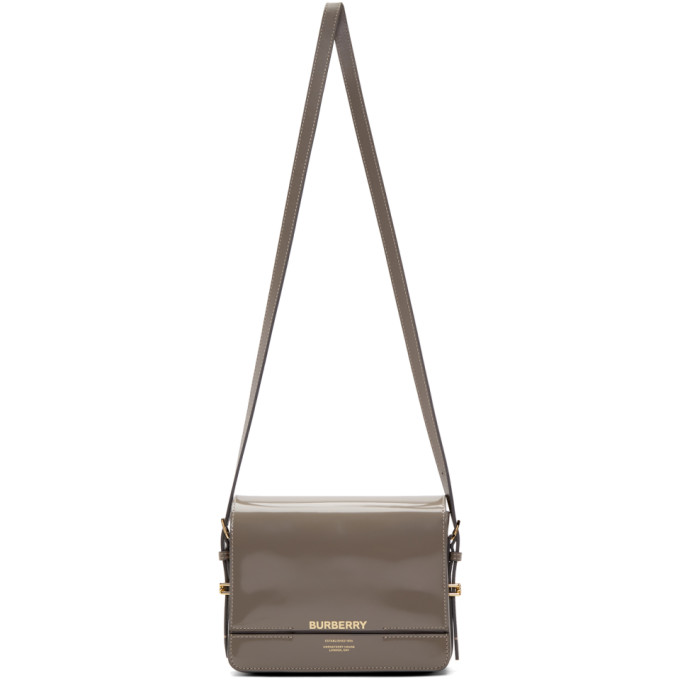 Burberry Grey Patent Small Horseferry Bag