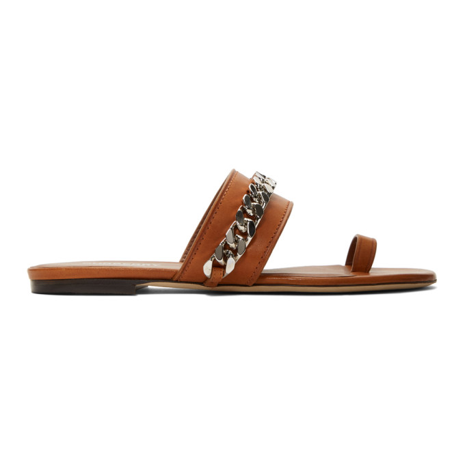 BURBERRY BURBERRY TAN HEIDI FLAT SANDALS