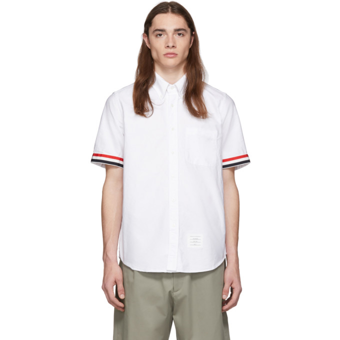 Thom Browne White Grosgrain Cuff Straight Fit Shirt 191381M19201702