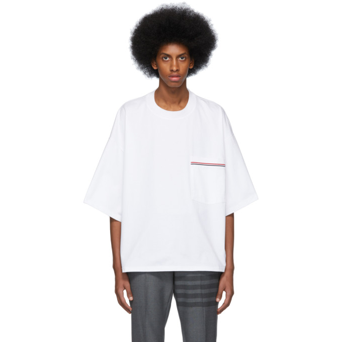 THOM BROWNE THOM BROWNE WHITE OVERSIZED POCKET T-SHIRT