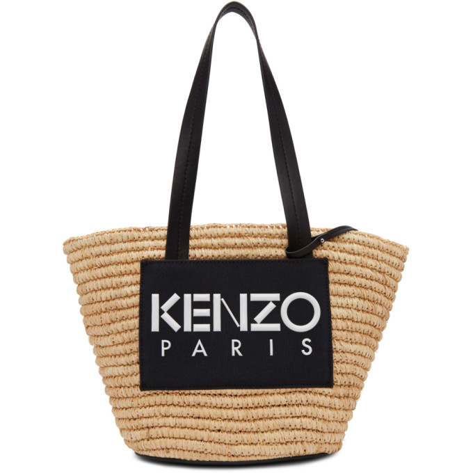 KENZO BEIGE & BLACK SUMMER BASKET TOTE