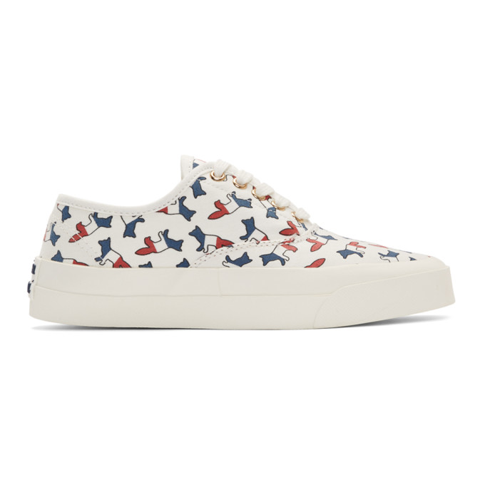 maison kitsune white canvas sneakers