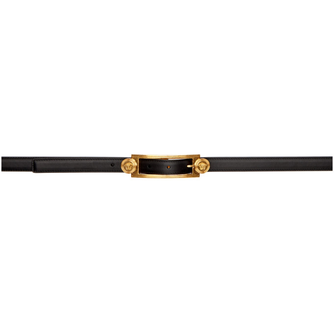 VERSACE VERSACE BLACK DOUBLE TRIBUTE BELT