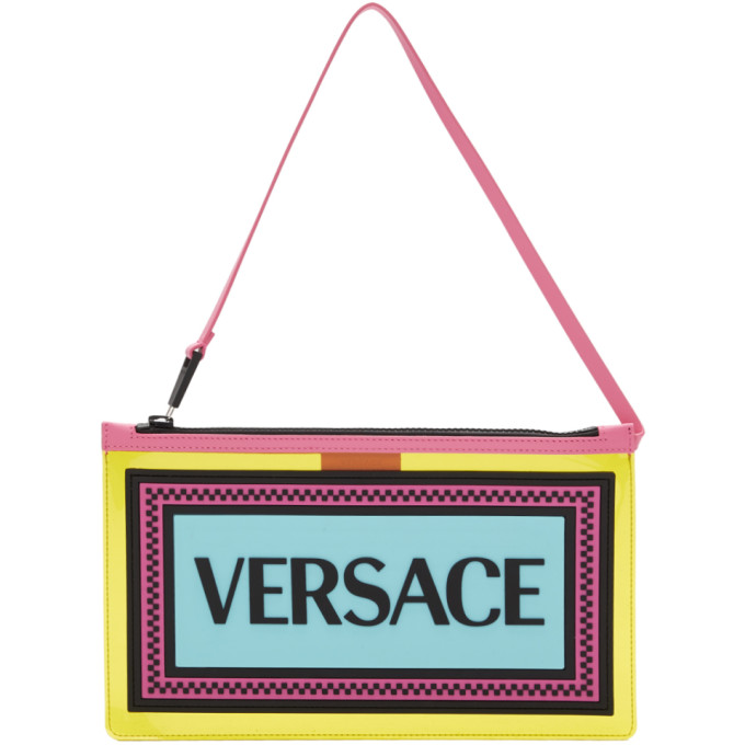 Versace Yellow & Pink PVC 90's Vintage Logo Pouch
