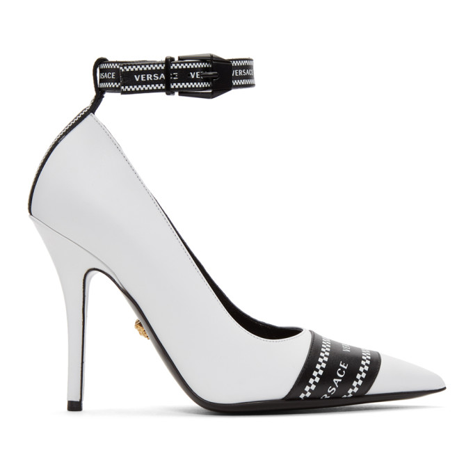 versace heels black and white