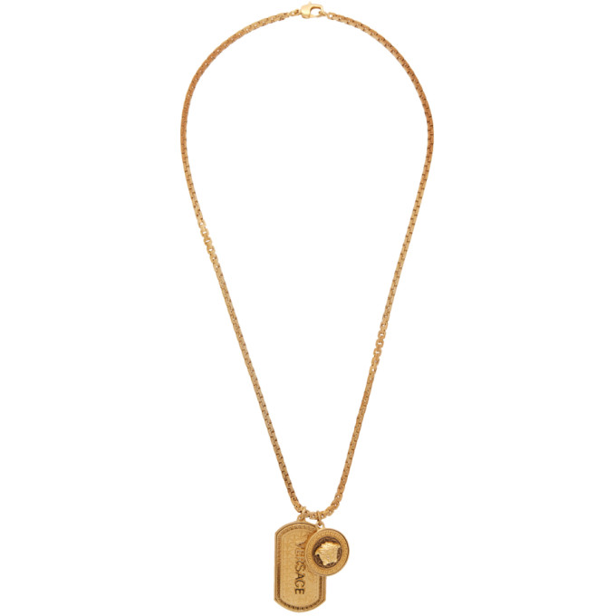 Versace Gold Dog Tag Necklace