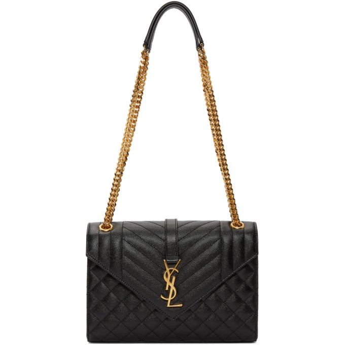 Saint Laurent Black Medium Envelope Chain Bag