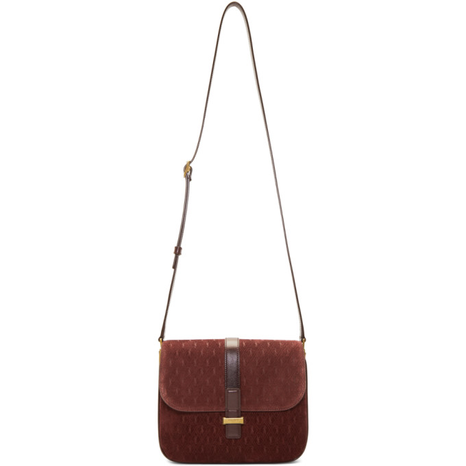 Saint Laurent Burgundy Small All-Over Monogramme Satchel