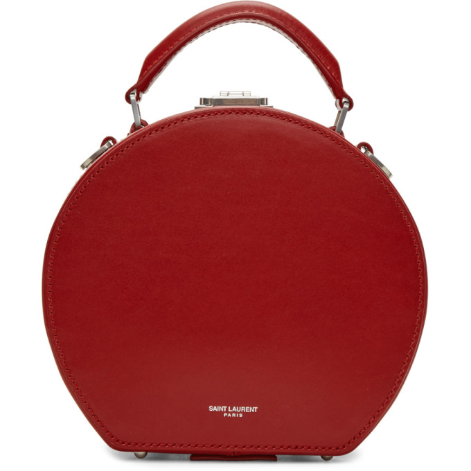 Saint Laurent Red Small Mica Hat Top Handle Bag