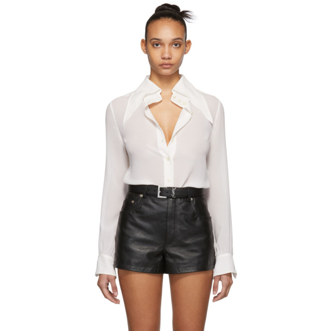 SAINT LAURENT SAINT LAURENT WHITE SILK GEORGETTE SHIRT