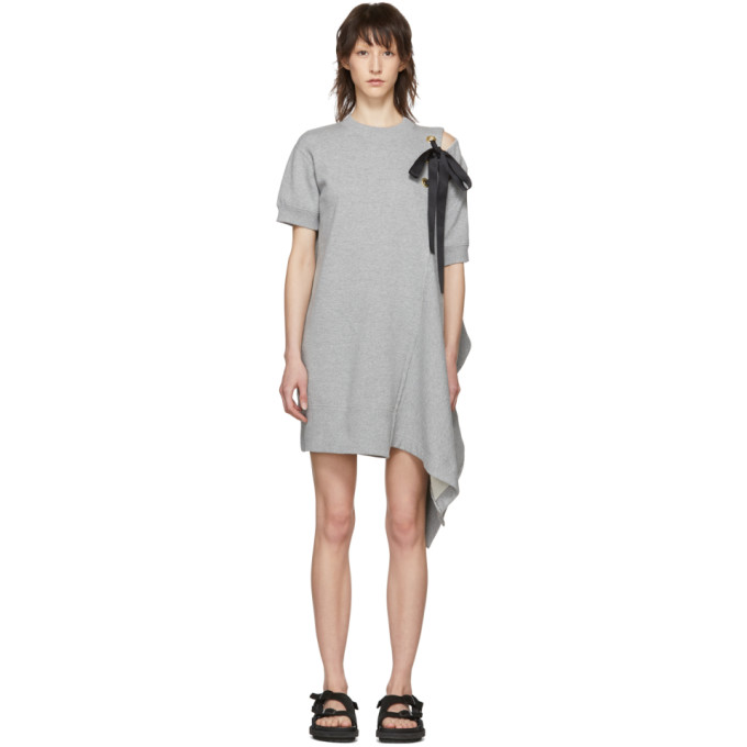 Sacai Dresses SACAI GREY ASYMMETRIC LACE-UP DRESS
